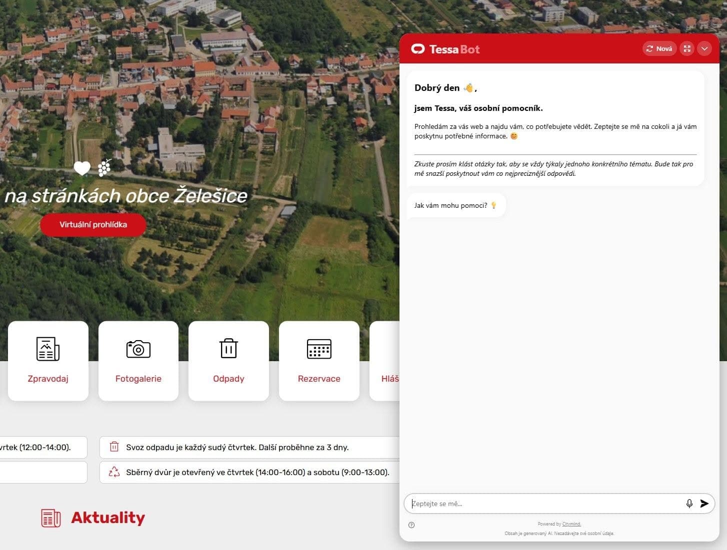 Chatbot, který odpovídá na dotazy z obsahu webu