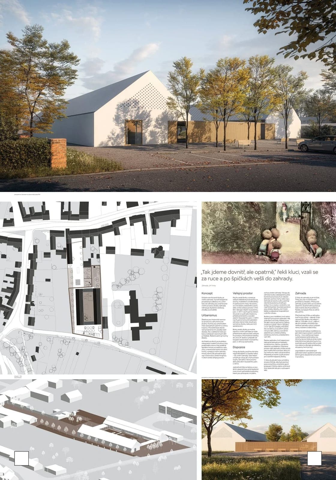 Návrh z architektonické soutěže na novou mateřskou školu
